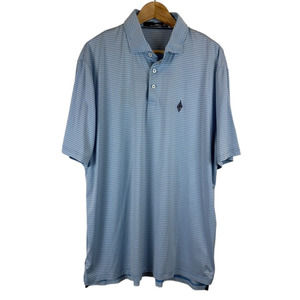 RLX Ralph Lauren Golf Polo Blue Stripe Men's XL‎ Cactus Logo Arizona Desert